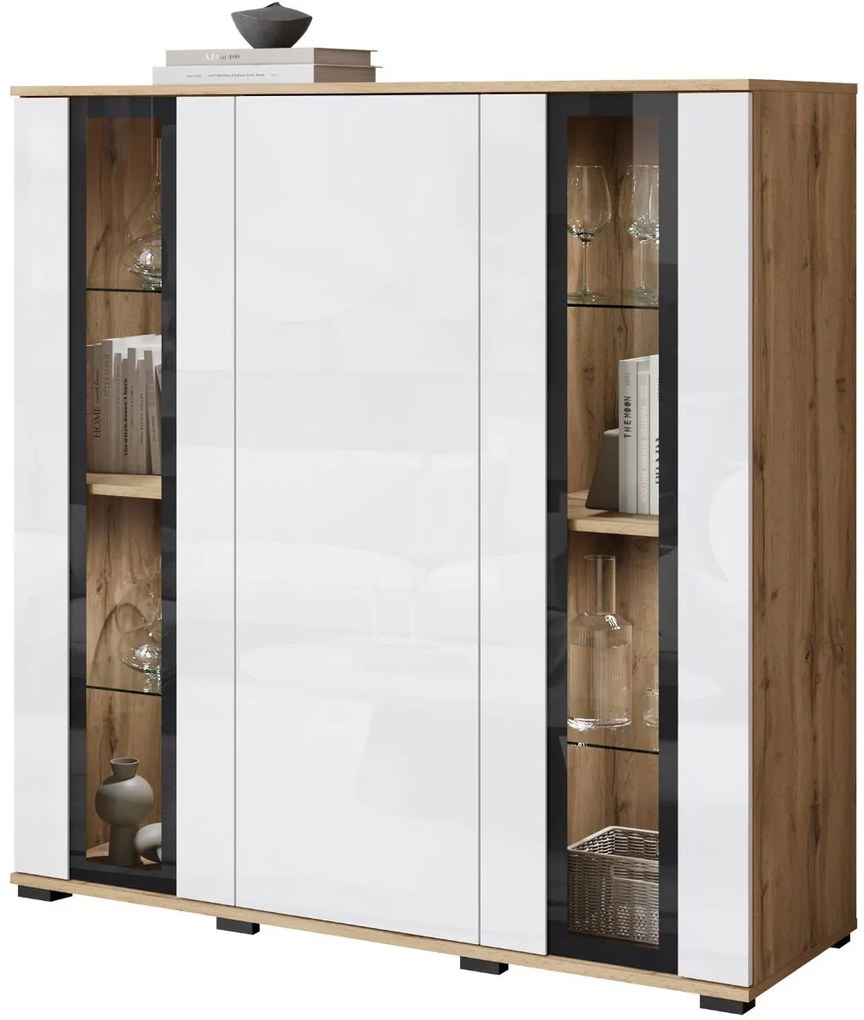 Витрина Каро HB 120-естествен-бял лъскав