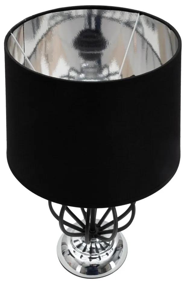 Настолна лампа с текстилен абажур в черно и сребристо (височина 44,5 cm) Darky - Mauro Ferretti
