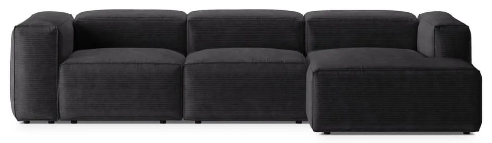 Тъмносив ъглов диван от рипсено кадифе (десен ъгъл) Bergano – Cosmopolitan Design