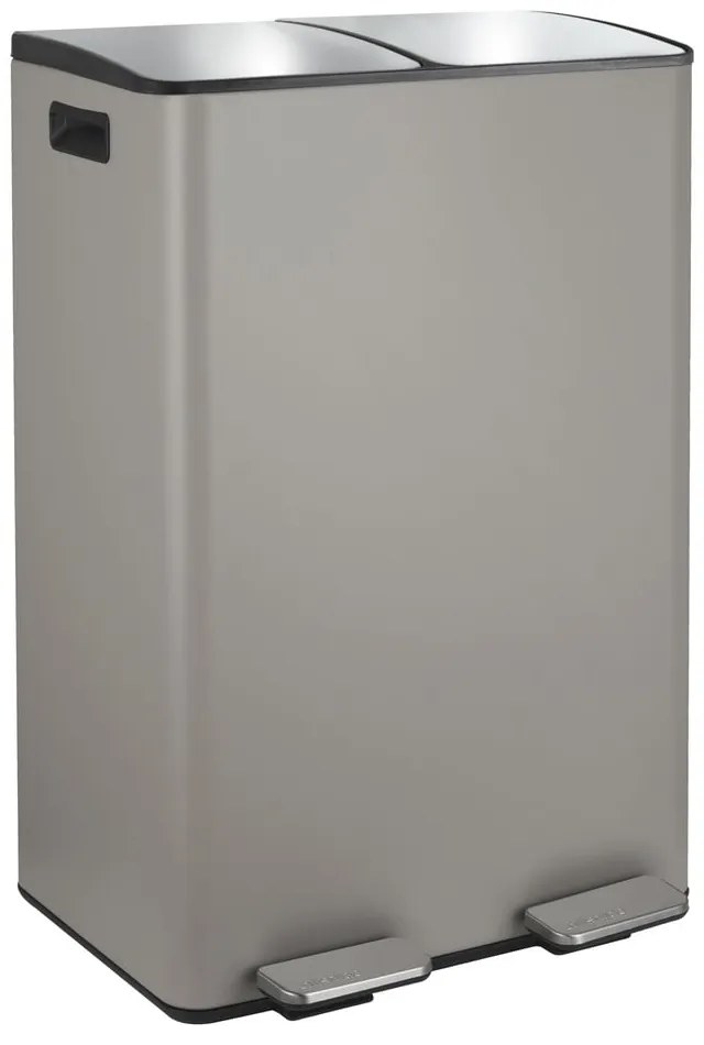 Кафяво-сиво стоманено кошче за боклук 2x30 l за рециклиране с педал Aliya – Spirella