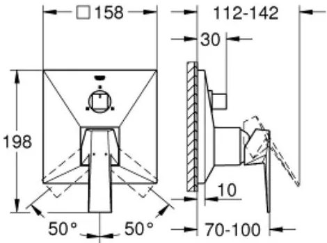 Външни части на смесител за баня Grohe Allure Brilliant II-Anthracite Mat
