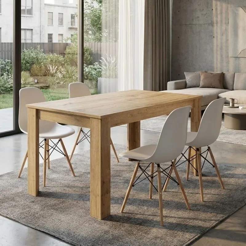 Трапезен комплект 5 части Darlen - Nova TopMebel сапфирен дъб - бял 125x72x74cm