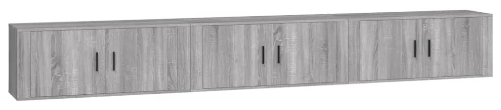 3188380 vidaXL ТВ шкафове със стенен монтаж, 3 бр, сив сонома, 100x34,5x40 см