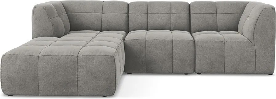 Сив кадифен ъглов диван (ляв ъгъл) Aloha – Makamii