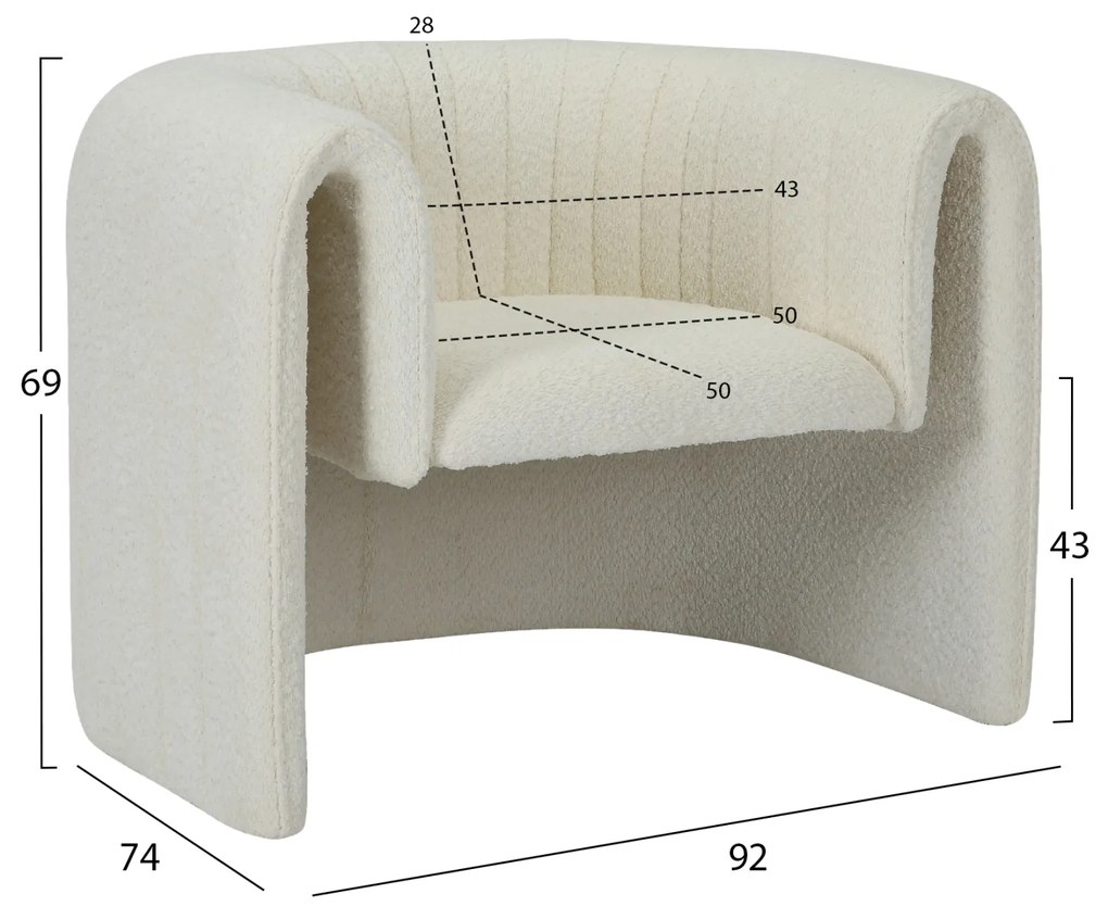 Кресло Райкър букле HM9682.04 бял цвят