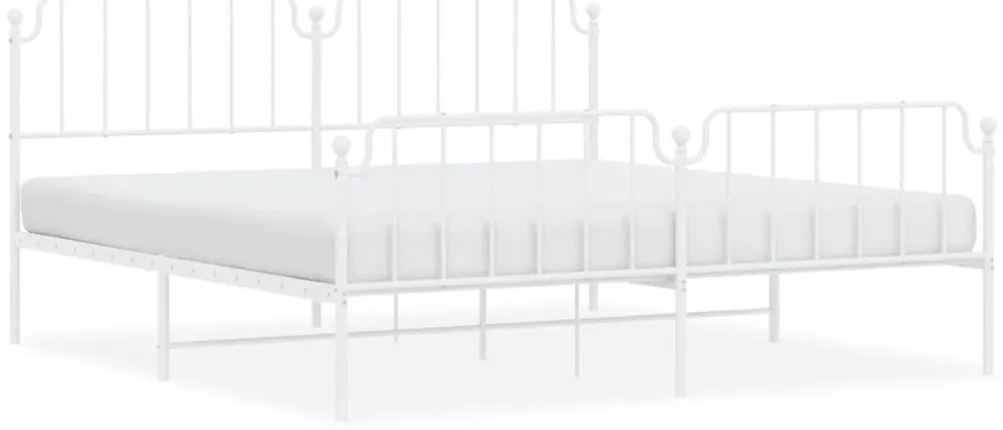 373961 vidaXL Метална рамка за легло с горна и долна табла, бяла, 200x200 см
