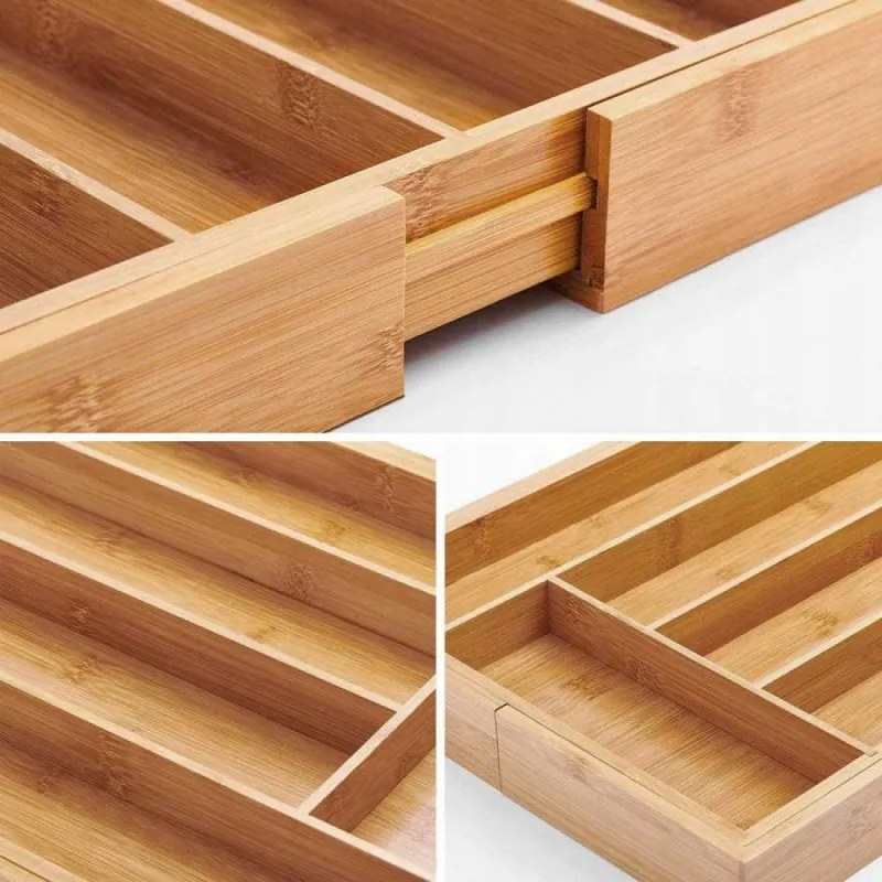 Бамбуков разделител за прибори Kinghoff KH 1218, 52 x 31.5 x 5см, Кафяв