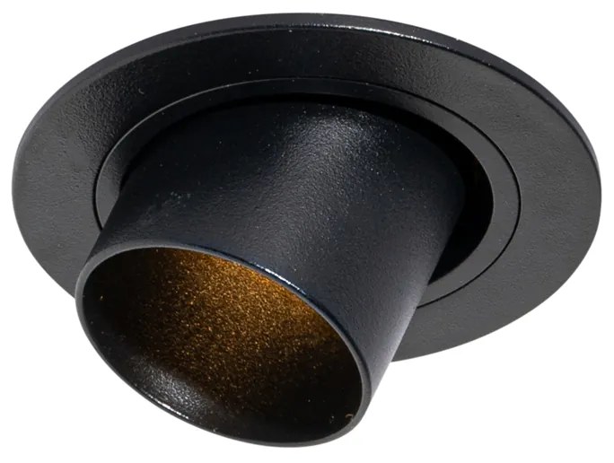 Модерен вграден прожектор черен GU10 35 мм кръгъл накланящ се - Installa