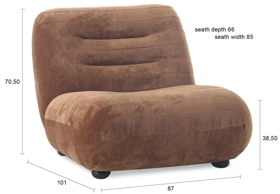 Кафяво кадифено кресло Wyatt – Dutchbone