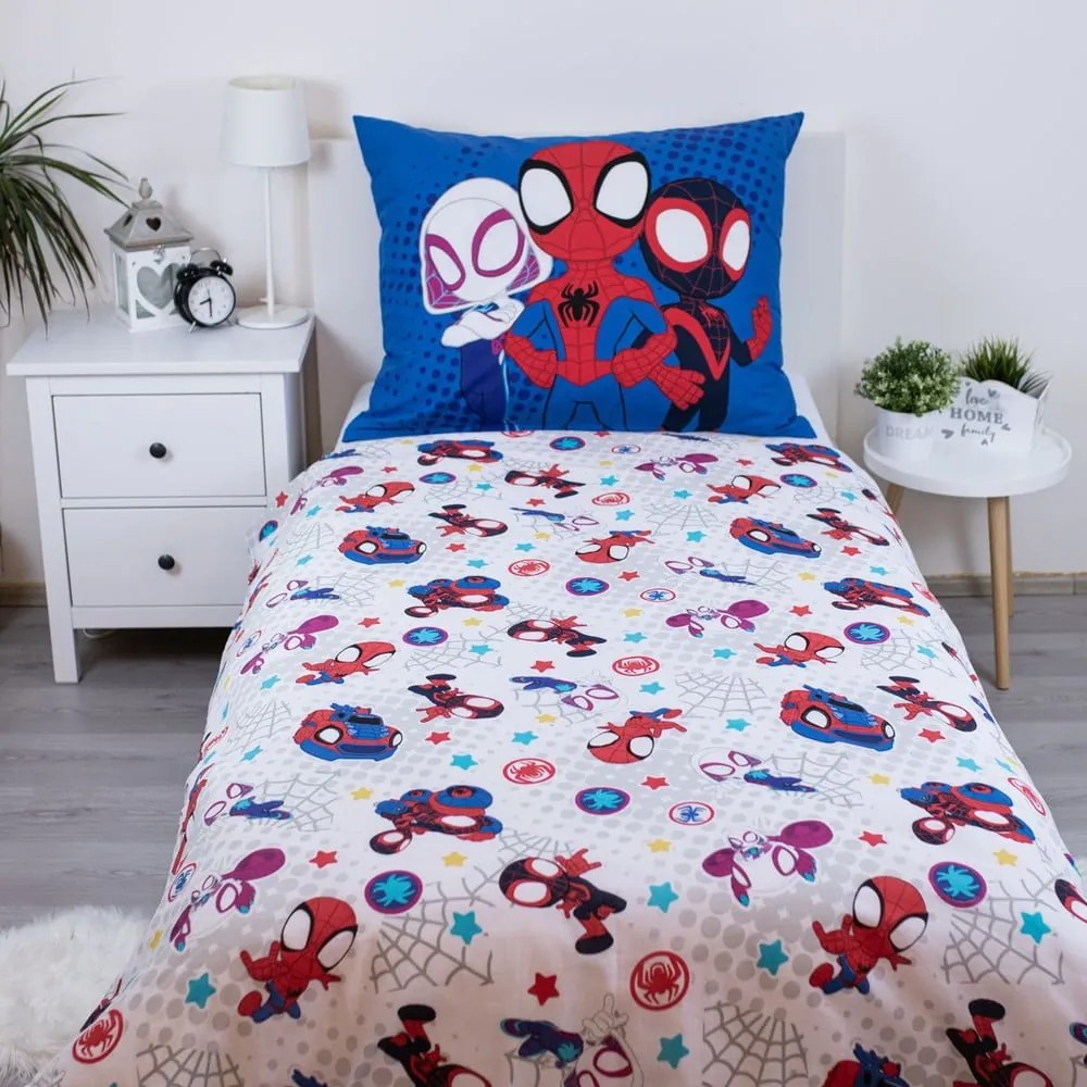 Синьо единично памучно детско спално бельо 140x200 cm Spidey – Jerry Fabrics