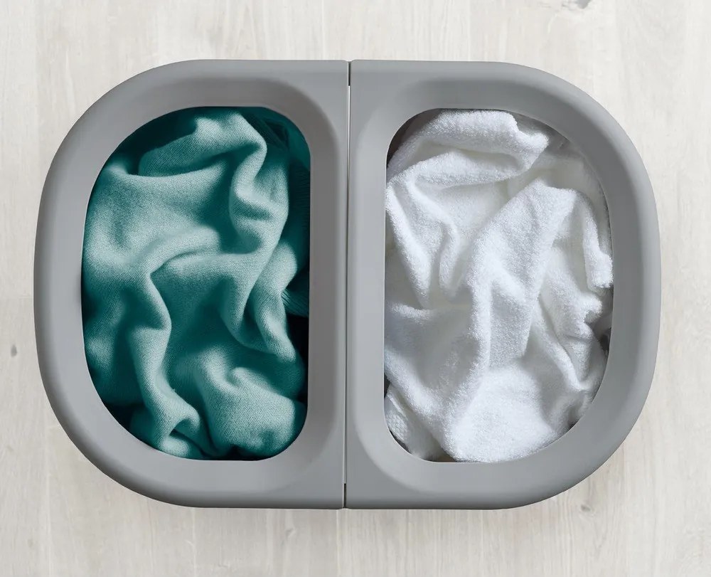 Светлосив текстилен кош за пране 2x40 l Duo – Joseph Joseph