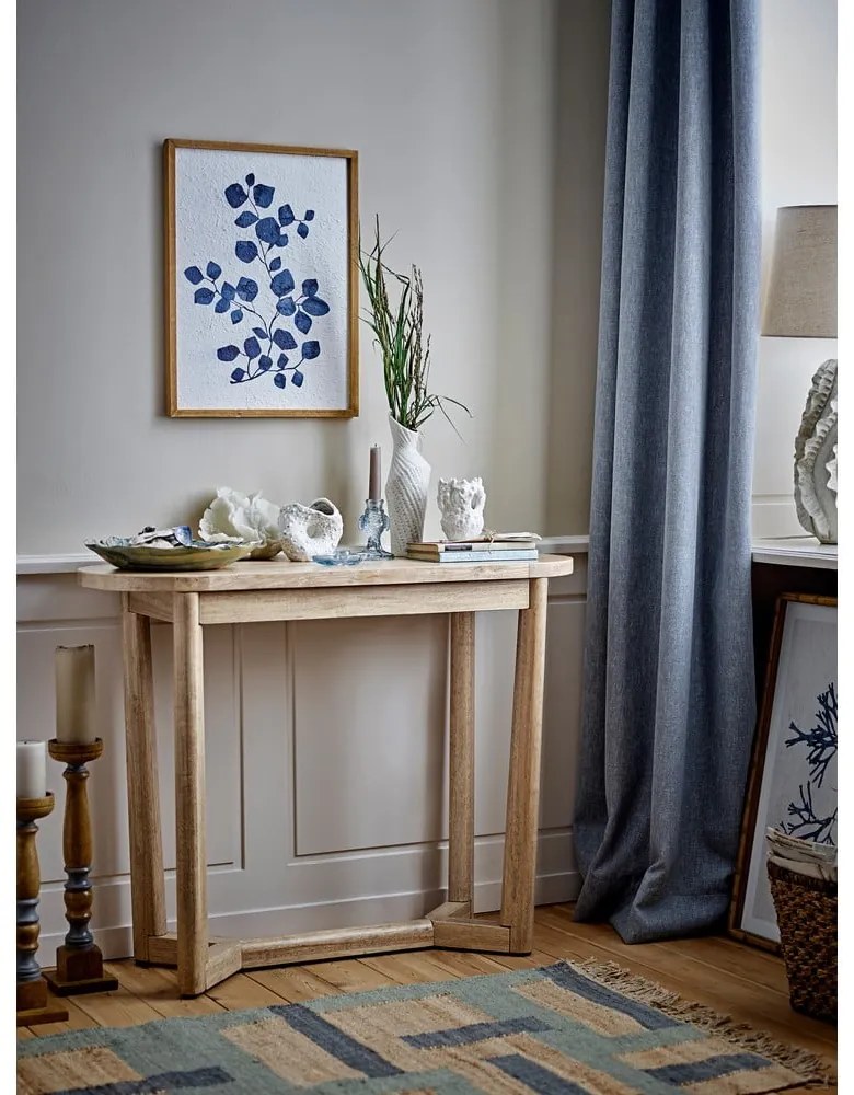 Конзолна маса от масивно каучуково дърво в естествен цвят 35x100 cm Serrone – Bloomingville