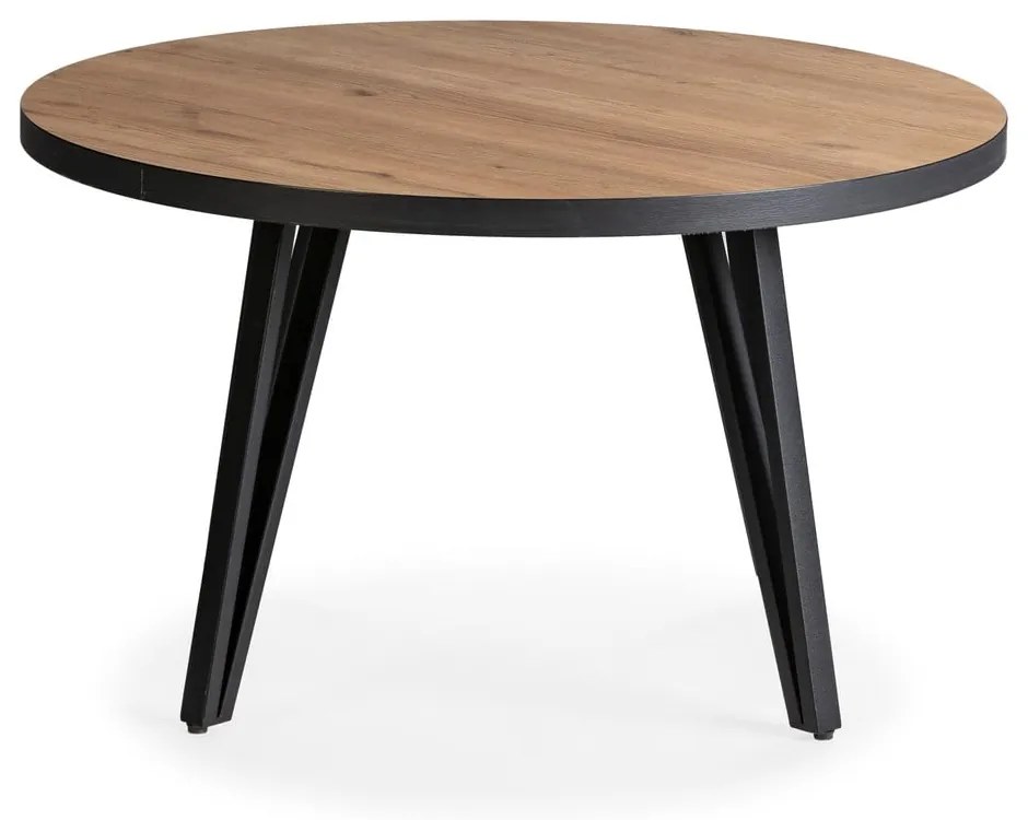 Кръгла масичка за кафе с дъбов плот в черен и естествен цвят ø 80 cm Sindi – Marckeric