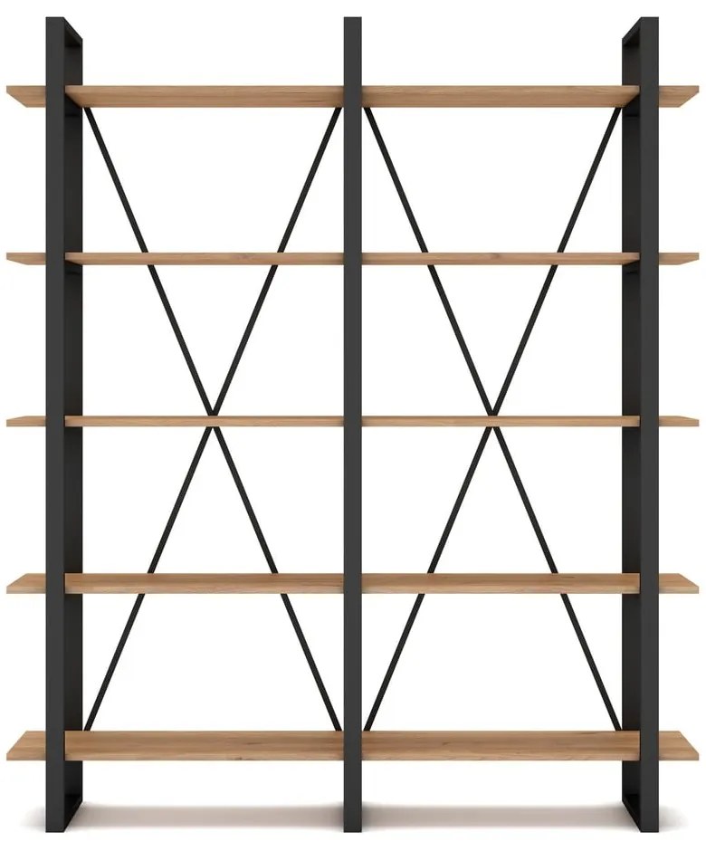 Рафт от черен/естествен дъб 150x180 cm Aviva - Marckeric