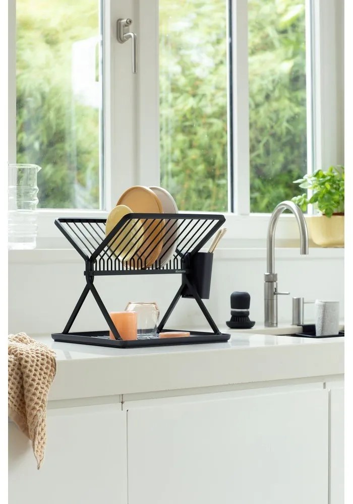 Тъмносива метална двуетажна тавичка за оттичане 37x33 cm – Brabantia