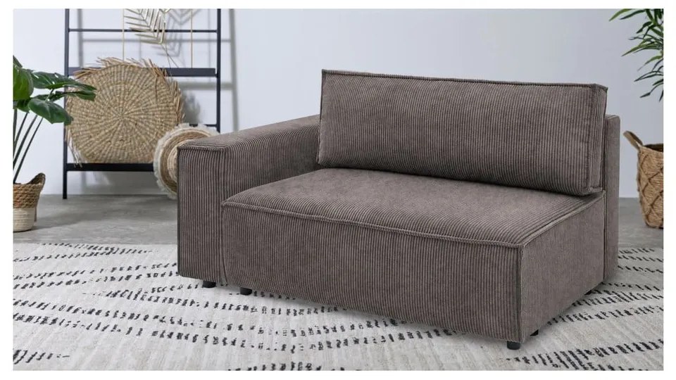 Светлокафяв модул за диван от велур, ляв ъгъл Nihad modular – Bobochic Paris