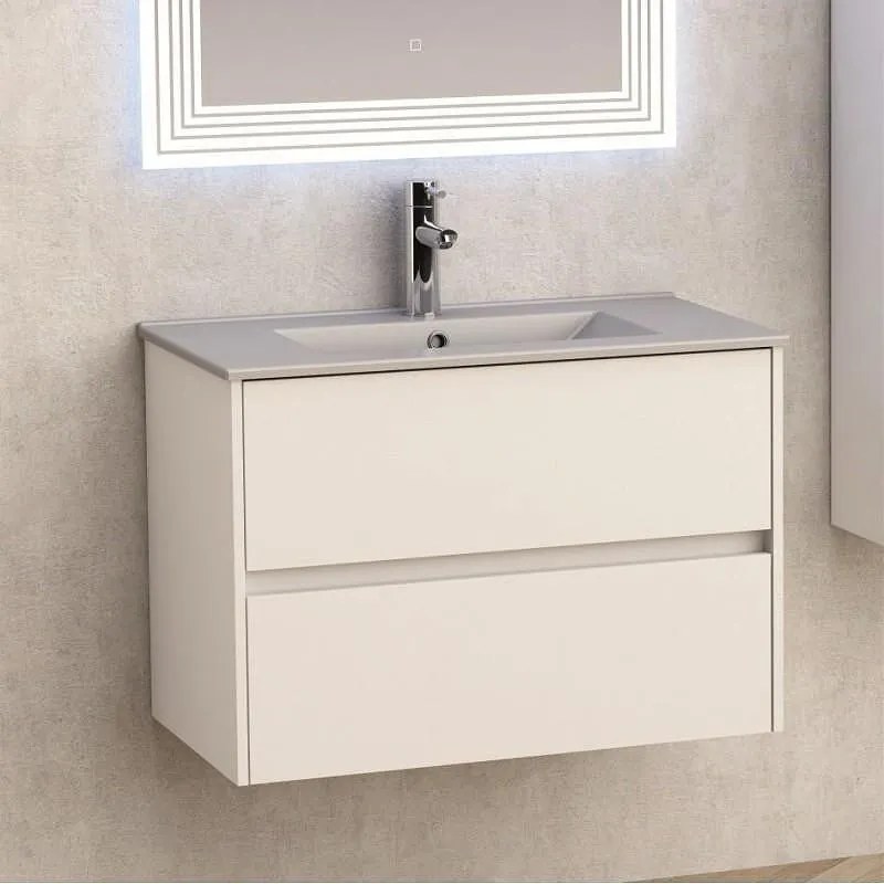 Конзолен PVC шкаф ICP 7955 + МИВКА ICC 8066G СИВ MAT, 79x45x55см