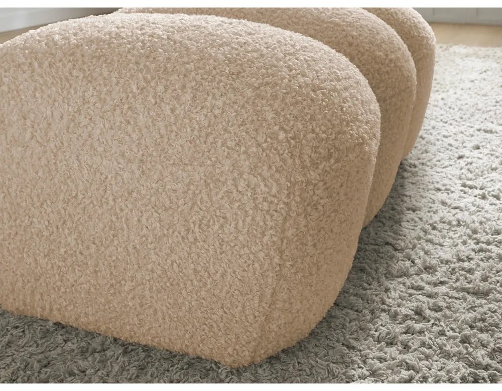 Бежова табуретка от прежда с примки от букле Hippolyte – Bobochic Paris