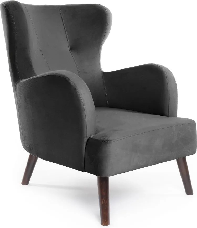 Тъмносиво кадифено кресло Noemye – Bonami Selection