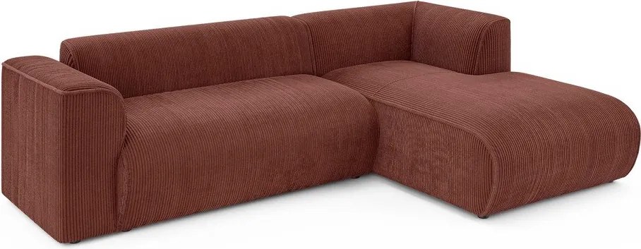 Теракотен ъглов диван от рипсено кадифе (десен ъгъл) Merid – Ropez