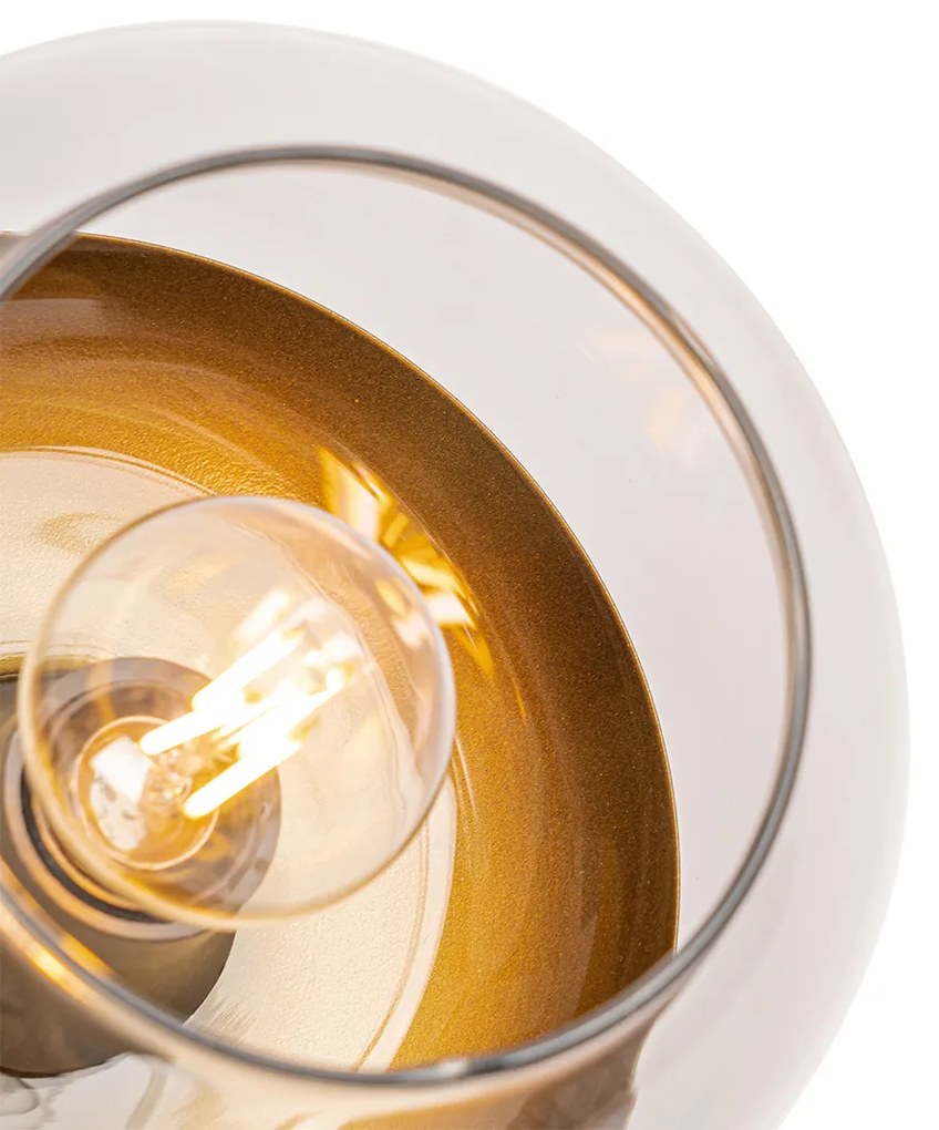 Дизайнерски прожектор черен със злато и опушено стъкло - Kyan