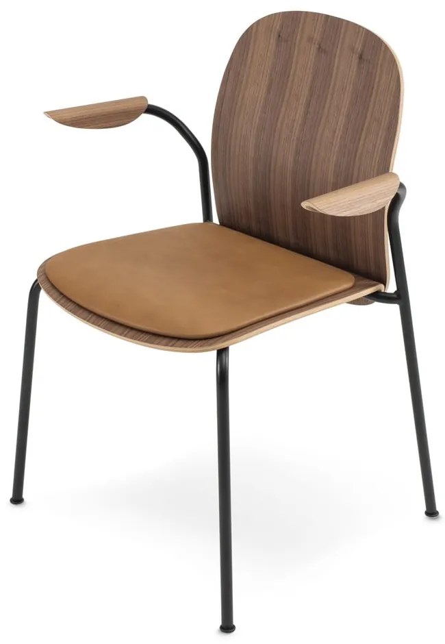 Кафяви/в цвят кафяв коняк трапезни столове в комплект с подлакътници/за подреждане 2 бр. от декор от орех Book – Gazzda