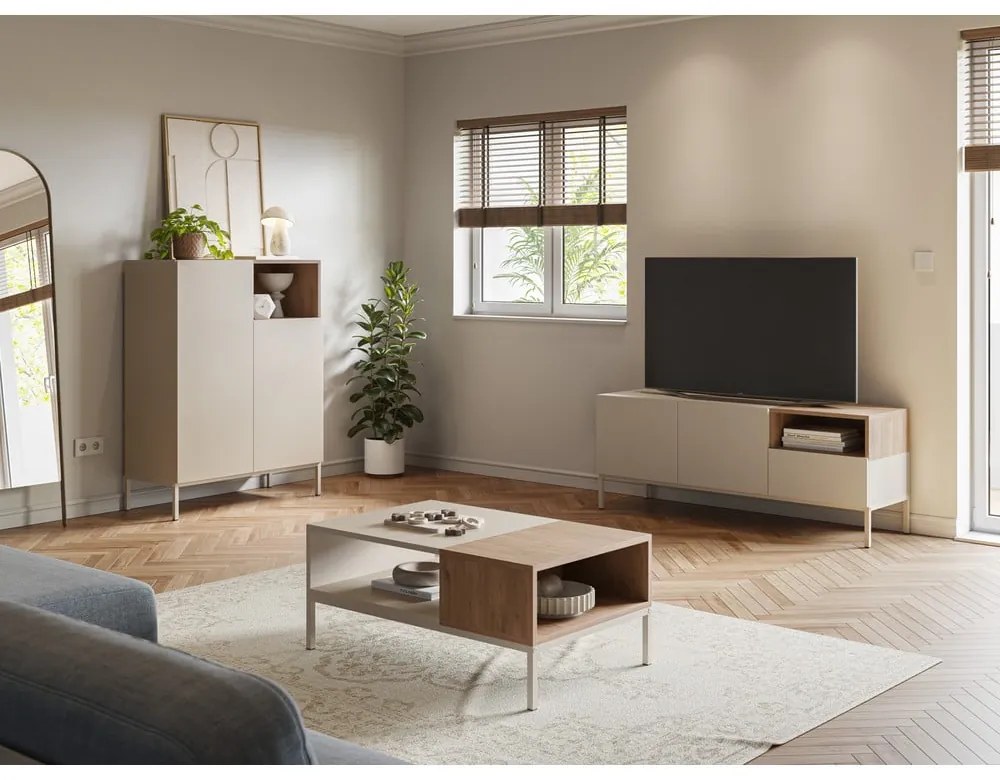 Кремава маса за телевизор 140x55 cm Cailin – Marckeric