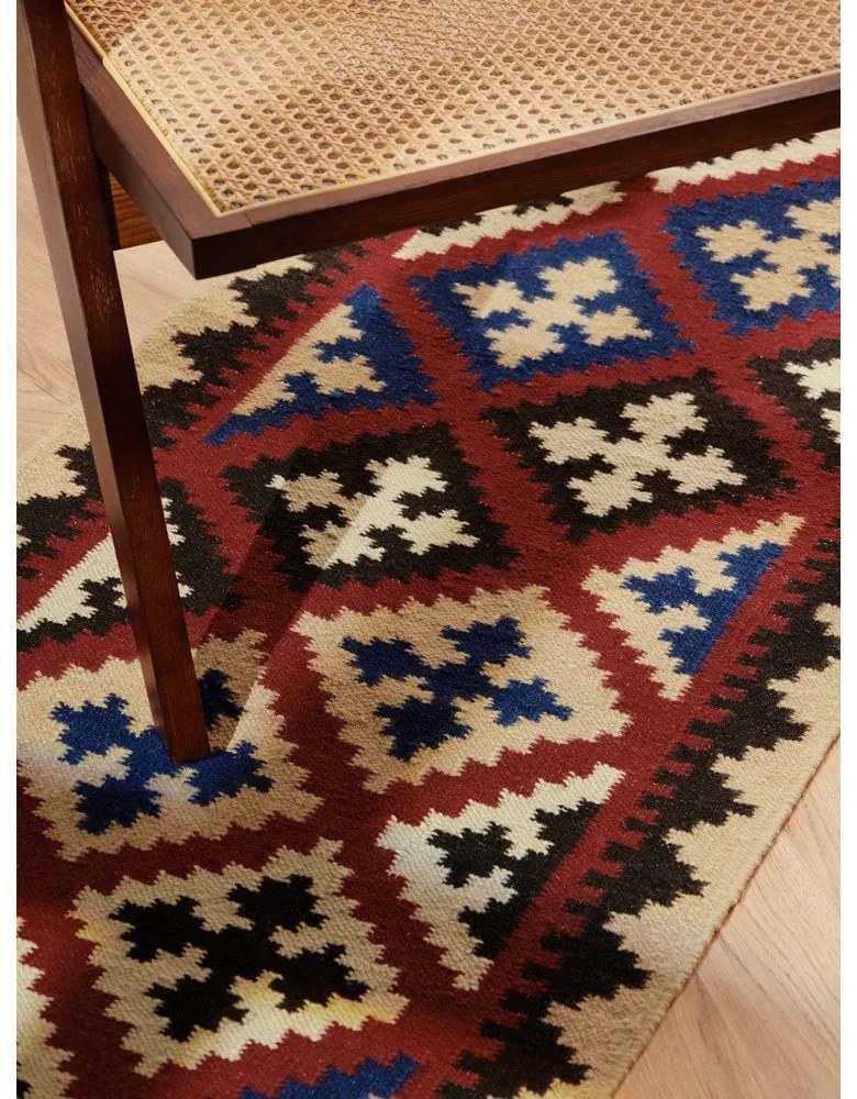 Червена двустранна ръчно изработена вълнена пътека 60x190 cm Kamal Rami – Nouristan