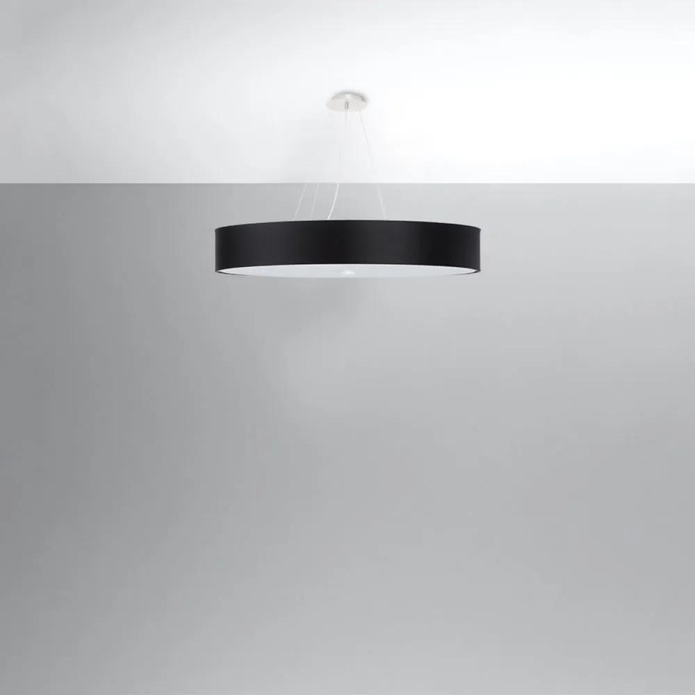Черно висящо осветително тяло с текстилен абажур ø 90 cm Herra – Nice Lamps