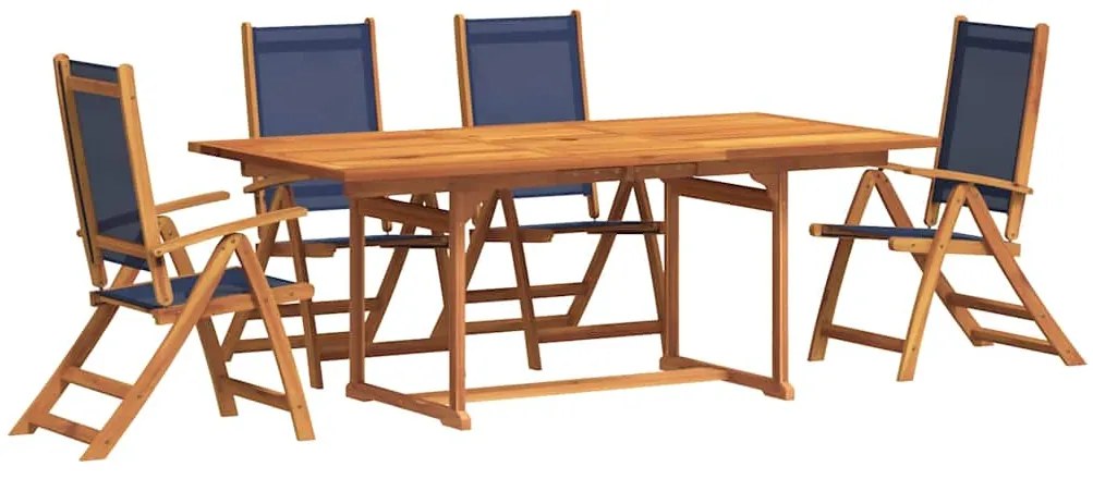 3279302 vidaXL Градински трапезен комплект, 5 части, акация масив и textilene
