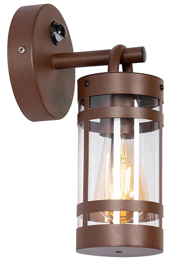 Външна стенна лампа ръждяво кафява IP44 с датчик за движение - Ruben