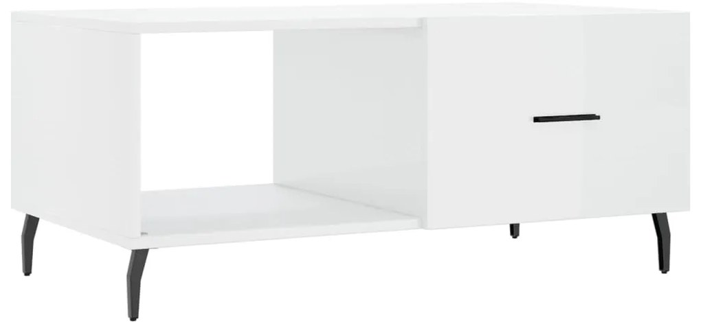 829230 vidaXL Кафе маса, бял гланц, 90x50x40 см, инженерно дърво