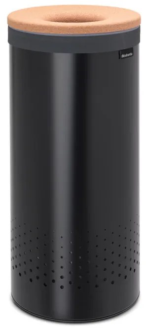 Кош за пране Brabantia 1000825, 35 л, Корков капак, Пълнене без отваряне, Вентилационни отвори, Черен