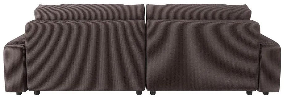 Кафяв разтегателен ъглов диван от рипсено кадифе (променлив) Sara – Ropez