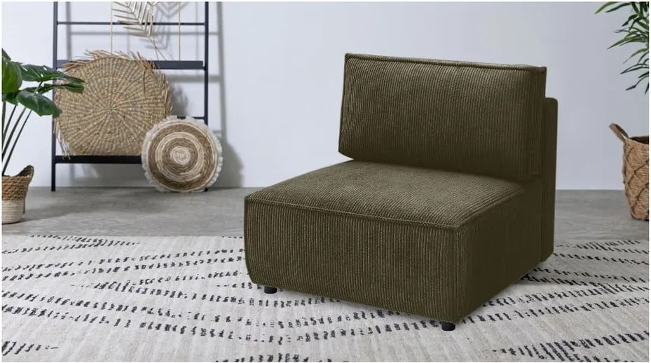 Светлозелен модул за диван от велур, централна част Nihad modular - Bobochic Paris