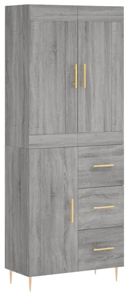 3199807 vidaXL Висок шкаф, сив сонома, 69,5x34x180 см, инженерно дърво