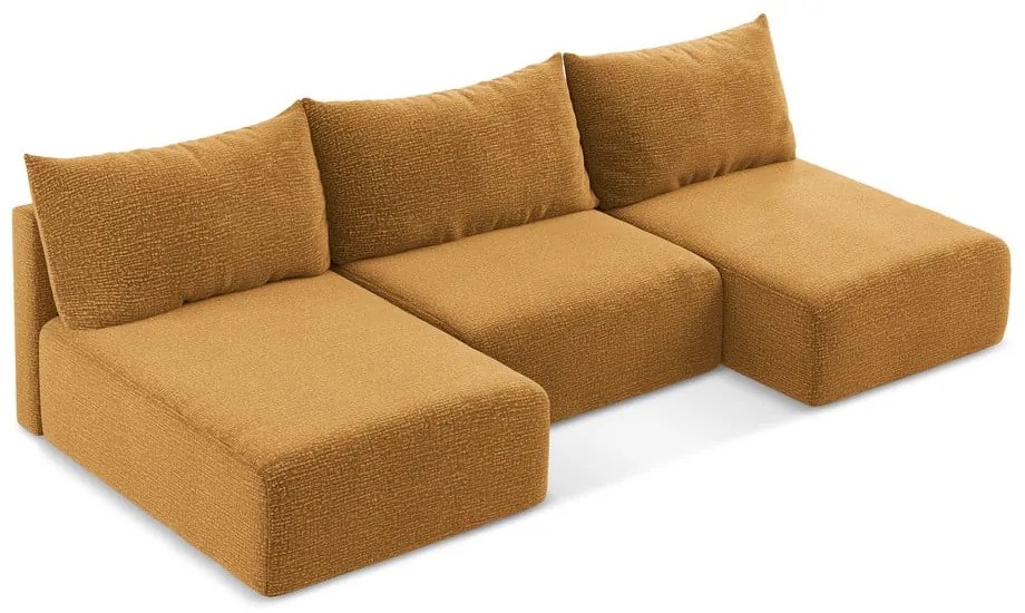 Оранжев разтегателен ъглов диван с място за съхранение Kalena – Makamii