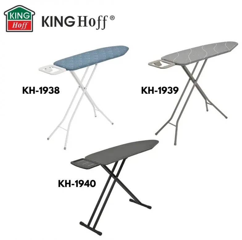 Маса за гладене Kinghoff KH 1940, 122x38 см, 7 позиции за регулиране, Поставка за парогенератор, Тъмносив