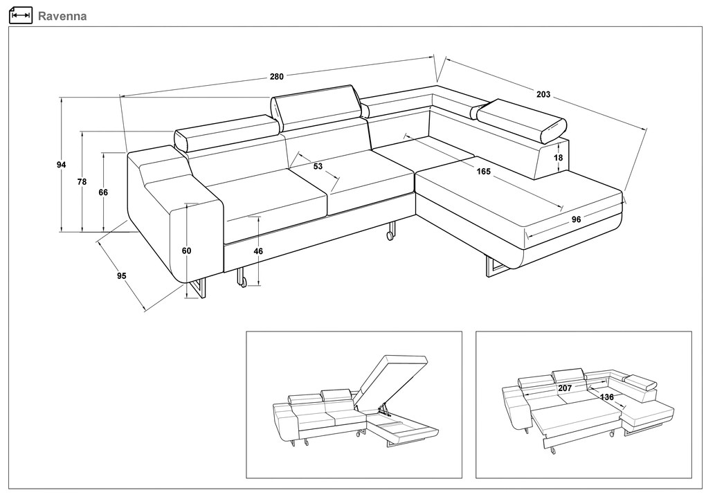 Разтегателен ъглов диван Равена
