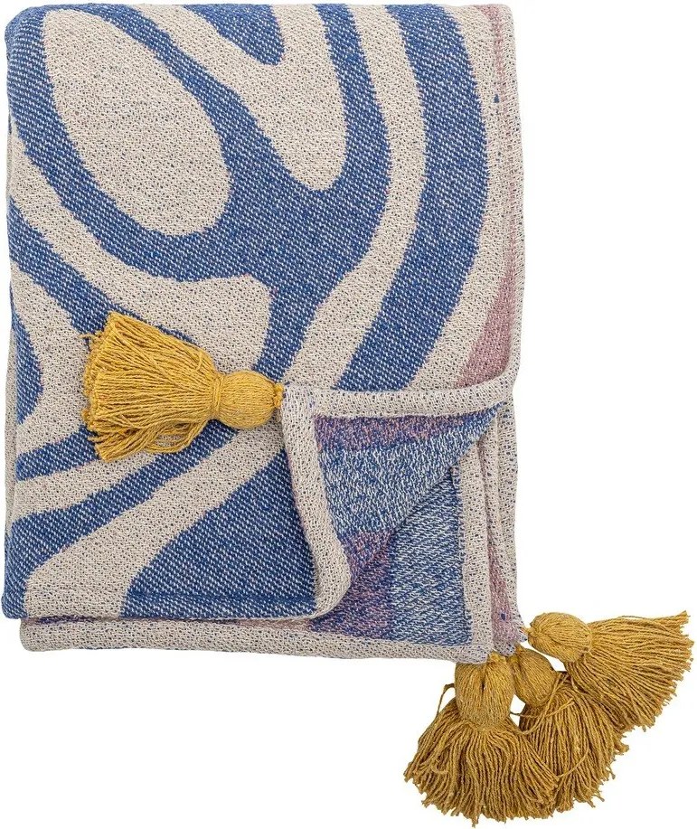 Синьо одеяло със смес от памук 130x160 cm Arlie – Bloomingville