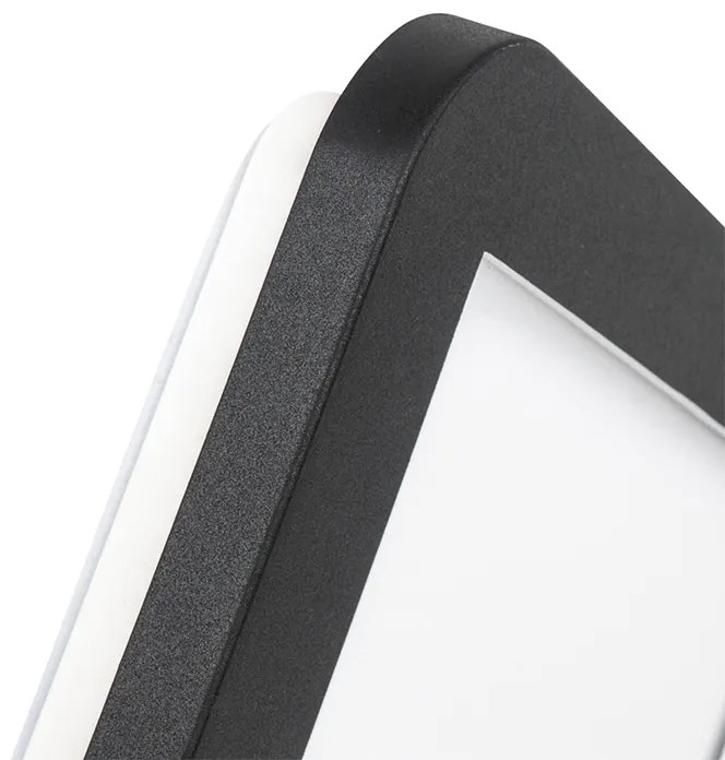 Таванна лампа черна 22,5 см квадратна с LED 3-степенен димер IP44 - Steve