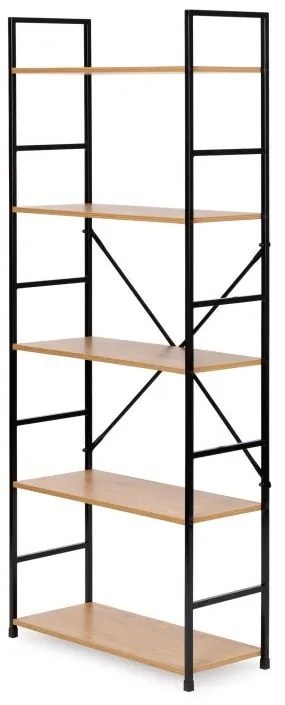 Дървен рафт с метална рамка и 5 рафта