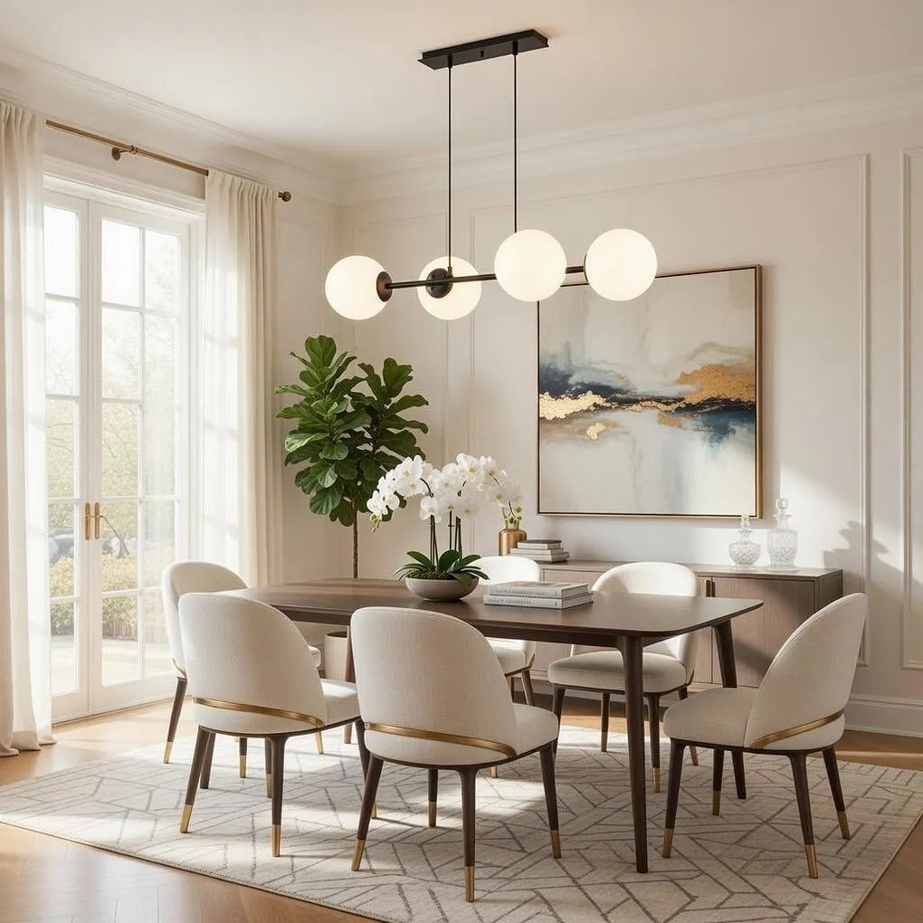 Полилей ФИОРЕ, черен/бял, 4xE27