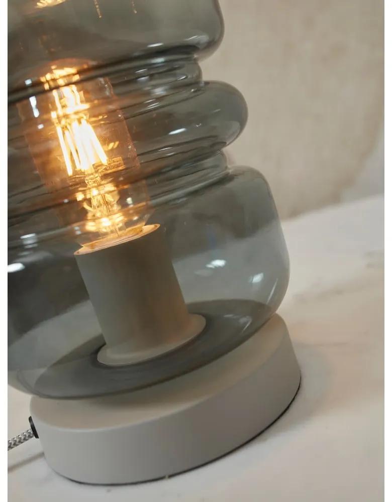 Сива настолна лампа със стъклен абажур (височина 23 cm) Verona – it's about RoMi