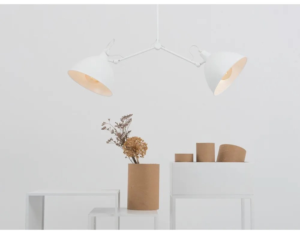 Бяла висяща лампа с метален абажур 104x104 cm Coben - CustomForm