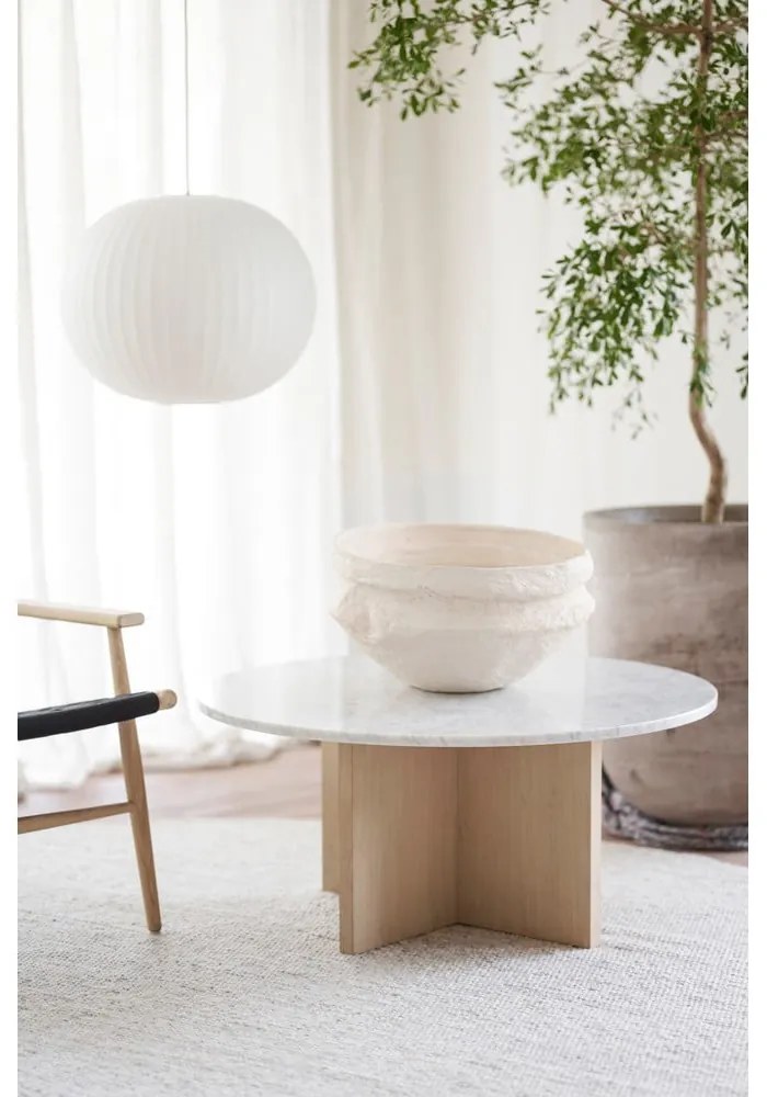 Бяла мраморна кръгла масичка за кафе 90x90 cm Brooksville - Rowico