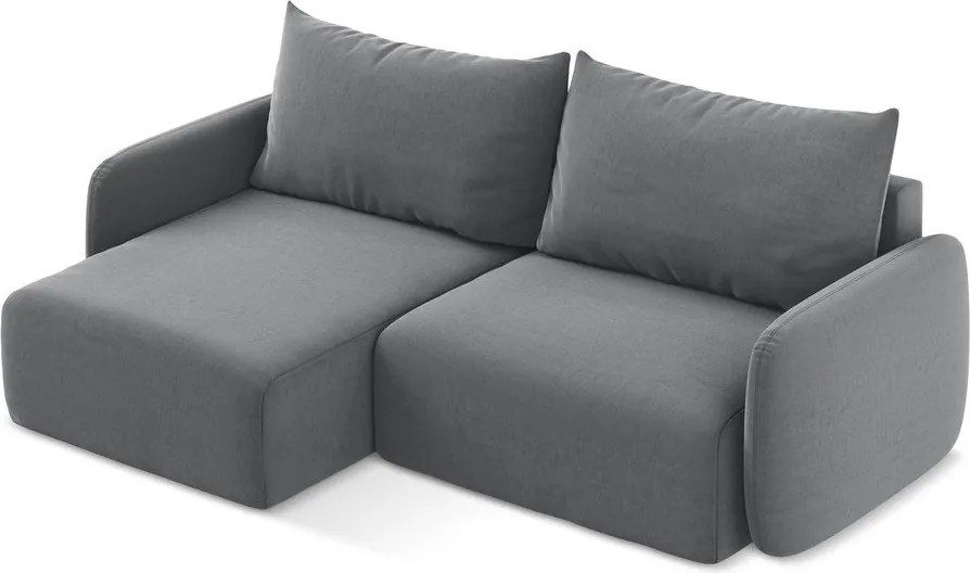 Сив кадифен сгъваем/с място за съхранение ъглов диван (ляв ъгъл) Kalena – Makamii