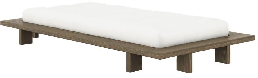 Кафяво единично легло от масивен бор с включена подматрачна рамка 90x200 cm Japan – Karup Design