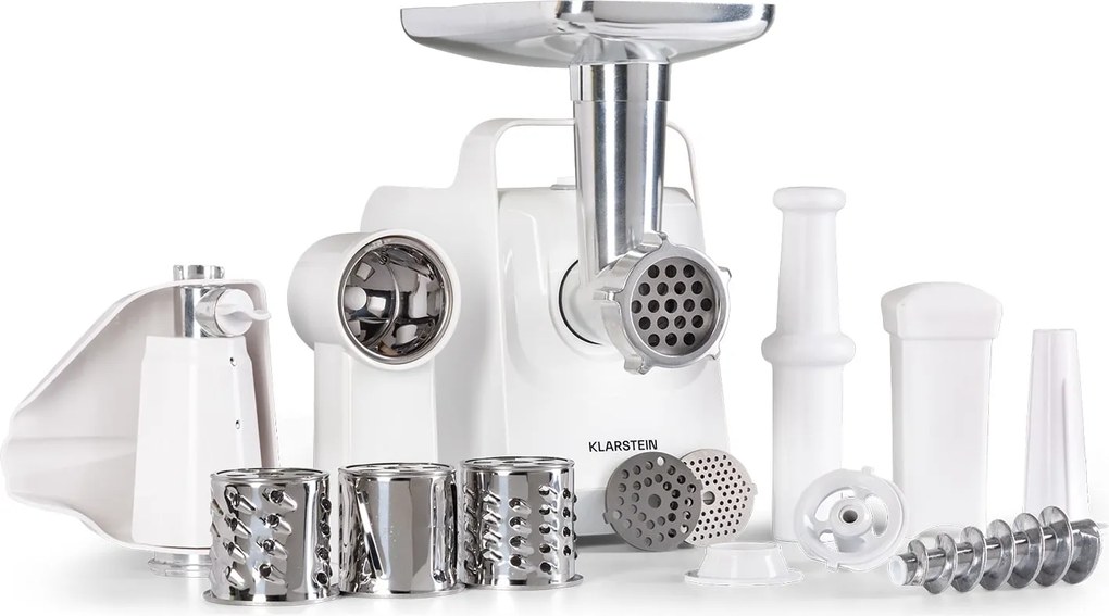Klarstein Mighty Mince 500, електрическа месомелачка, 1361W, 3 перфорирани стоманени диска