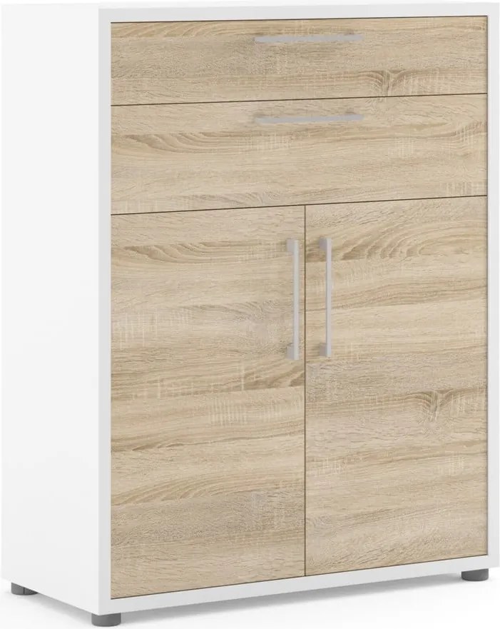 Бяло-естествена модулна библиотека от дъбов декор 89x113 cm Prima – Tvilum